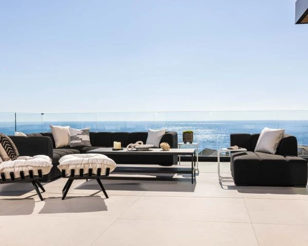 Canapé D'angle Spécial Extérieur Tissu Gris Foncé Haut De Gamme "Terrasse" – Image 10