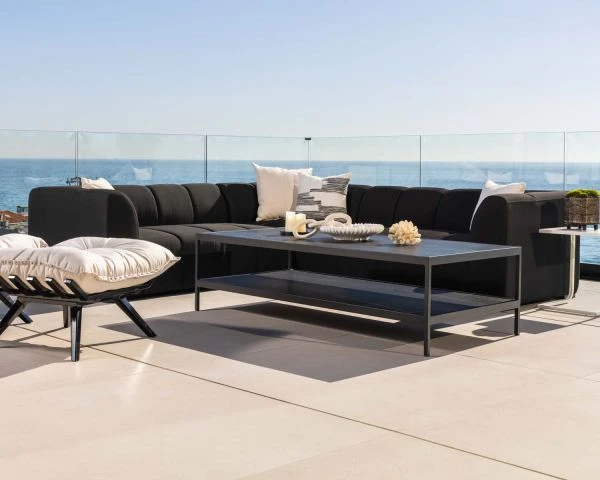 Canapé D'angle Spécial Extérieur Tissu Gris Foncé Haut De Gamme "Terrasse" – Image 6