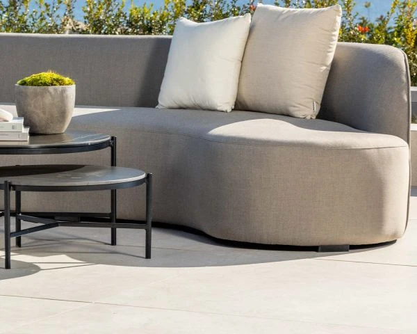 Canapé D'extérieur Design Incurvé Original Tissu Sunbrella Gris Clair "Kacang" – Image 3