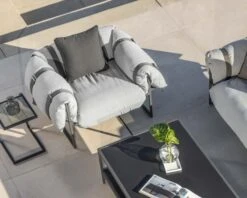Fauteuil De Terrasse Matelassé Gris Clair Ultra Confort Structure Aluminium "Paquetage"