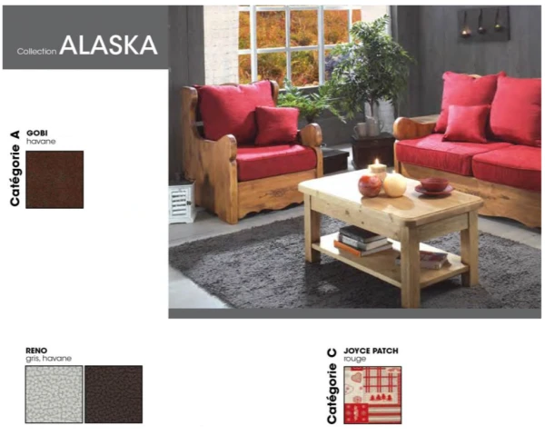 Canapé 2 Places Style Chalet De Montagne Avec Tissu Au Choix "Alaska" – Image 5