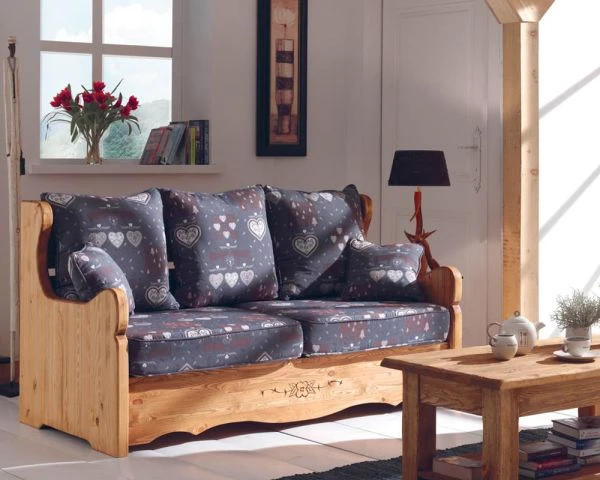 Canapé 2 Places Style Chalet De Montagne Avec Tissu Au Choix "Alaska" – Image 3