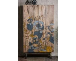 Armoire En Bois Naturel à Motif Floral "Pop Vintage"