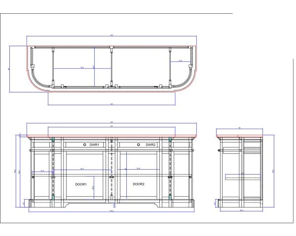 Meuble 4 Portes Bois Massif Plateau Quartz Blanc Arrondi "Églantine" – Image 6