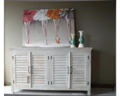 Bahut 4 Portes Blanchi Style Persienne "Valencia"