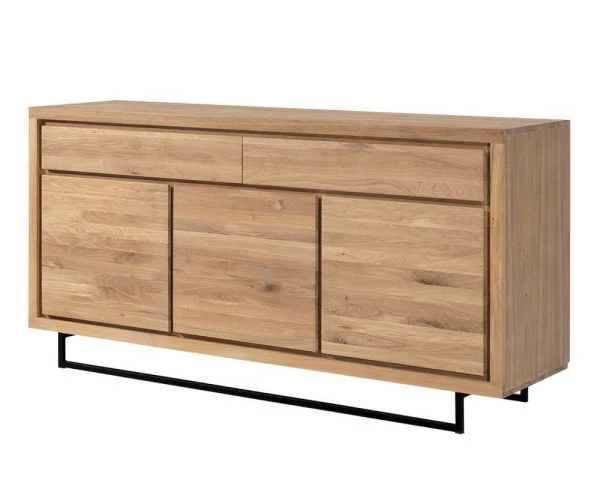 Buffet Bois Et Métal 3 Portes 2 Tiroirs Style Moderne « Ripley »