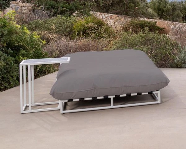 Transat 2 Places Tissu Sunbrella Taupe Et Alu Blanc "Sipura Island" – Image 2