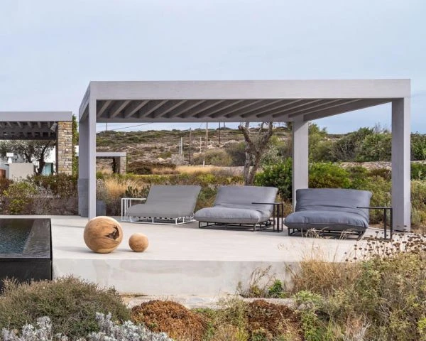 Transat 2 Places Tissu Sunbrella Taupe Et Alu Blanc "Sipura Island" – Image 6