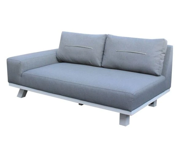 Salon D'angle Extérieur En Tissu Sunbrella Et Alu Blanc "Nusa Pedina" – Image 3