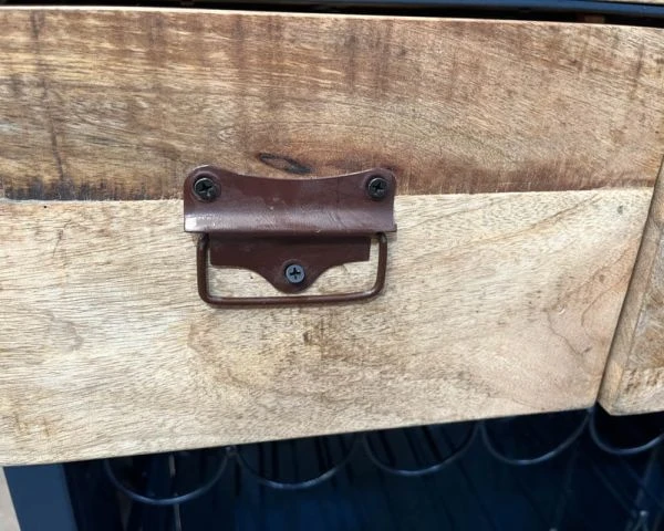 Meuble Bar Container Esprit Récup En Métal Bleu Nuit Et Bois "Crazy" Haut. 178cm – Image 8