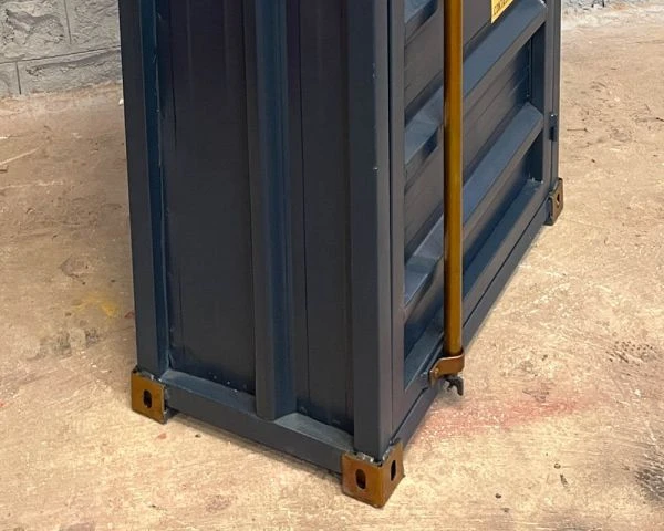 Meuble Bar Container Esprit Récup En Métal Bleu Nuit Et Bois "Crazy" Haut. 178cm – Image 9