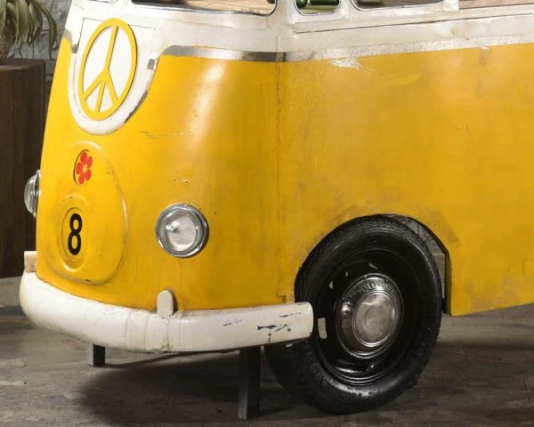 Meuble Bar Style Combi Métal Jaune Et Blanc Avec Comptoir Bois "Crazy" – Image 4