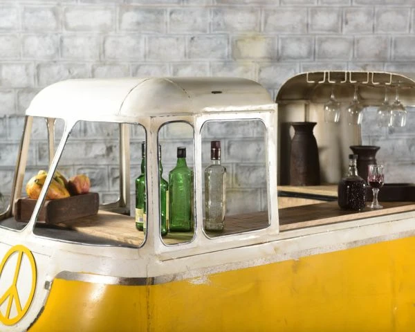 Meuble Bar Style Combi Métal Jaune Et Blanc Avec Comptoir Bois "Crazy" – Image 6