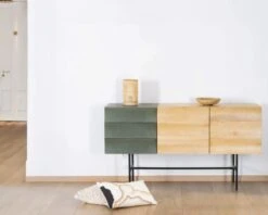 Buffet 3 Portes Japandi Bicolore Bois Et Métal "Elegancy" 150 Cm