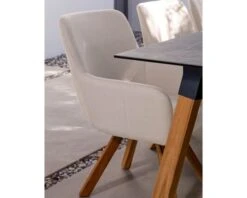 Chaise De Jardin Tissu Sunbrella Blanc Cassé Pieds Teck "Lombok"