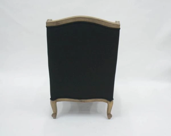 Fauteuil Bergère "Sofia" Bois Massif Et Tissu Noir Et Blanc à Losanges – Image 5