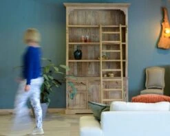 Bibliothèque En Bois Massif Avec échelle Style Classique Chic "Legacy"