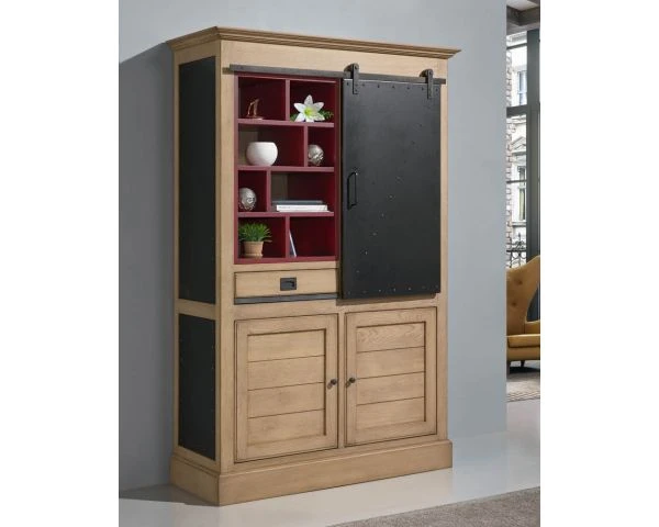 Bibliothèque "San Francisco" Style Factory Métal, Bois Crème Et Rouge – Image 5