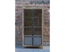 Vitrine 2 Portes Métal Et Bois Naturel "Malmö"