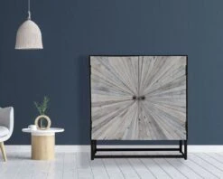 Buffet 2 Portes Bois Blanchi Recyclé Et Pieds Métal Noir "Bristlecone"