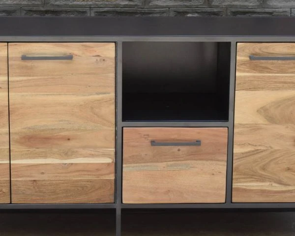 Buffet Bas Industriel Métal Et Bois 170cm "Garry" – Image 10