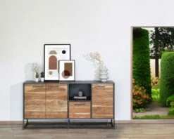 Buffet Bas Industriel Métal Et Bois 170cm "Garry"