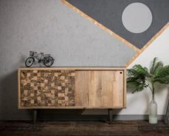 Buffet 160 Cm Portes Coulissantes Motif Ethnique "Pop Vintage"