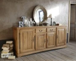 Bahut 4 Portes 2 Tiroirs Chêne Massif "Antique"