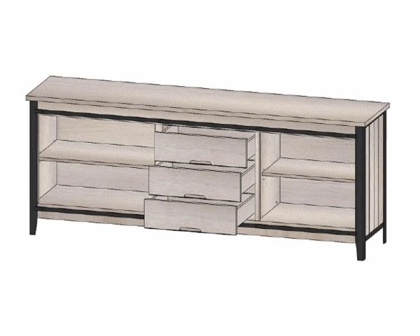 Buffet Industriel Multi Rangements Métal Gris Foncé Et Bois "Breeze" – Image 3