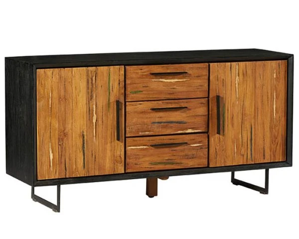Buffet De Salle à Manger En Bois Recyclé Teck Et Métal 160 Cm "Ilowa" – Image 2