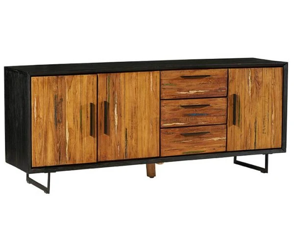 Buffet De Salle à Manger En Bois Recyclé Teck Et Métal 200 Cm "Ilowa" – Image 2