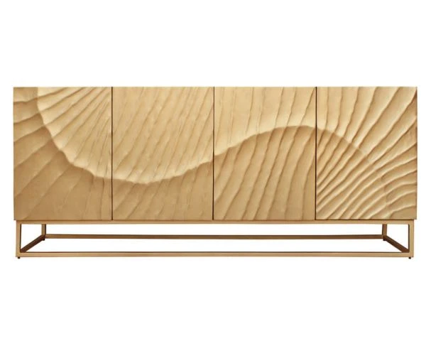 Enfilade 4 Portes Dorée Et Noire "Pop Vintage" Métal Et Bois Massif – Image 2