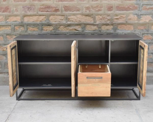 Buffet Bas Industriel Métal Et Bois 170cm "Garry" – Image 7