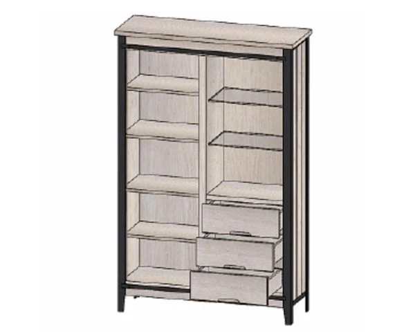 Meuble De Rangement Avec Vitrine Bois Massif Et Métal Foncé "Breeze" – Image 4