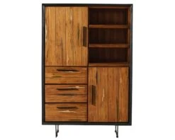 Buffet Haut De Salle à Manger En Bois Recyclé Teck Et Métal "Ilowa"