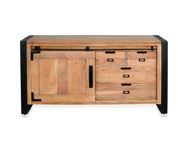 Buffet Bas Industriel En Bois D’acacia Naturel Et Métal "Montréal" – Image 3