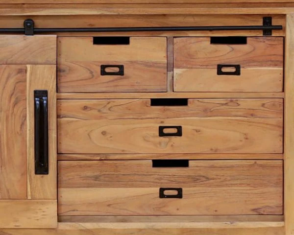 Buffet Bas Industriel En Bois D’acacia Naturel Et Métal "Montréal" – Image 5