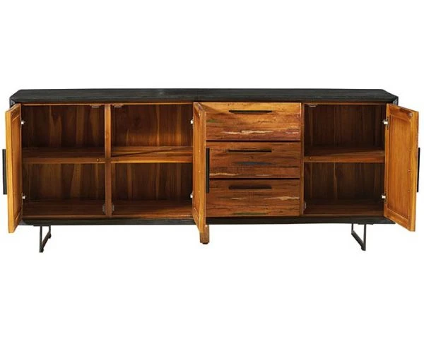Buffet De Salle à Manger En Bois Recyclé Teck Et Métal 200 Cm "Ilowa" – Image 4