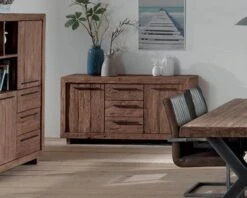 Buffet Bas 2 Portes 3 Tiroirs Teck Massif Recyclé "Oregon"