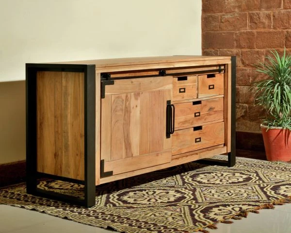 Buffet Bas Industriel En Bois D’acacia Naturel Et Métal "Montréal" – Image 2