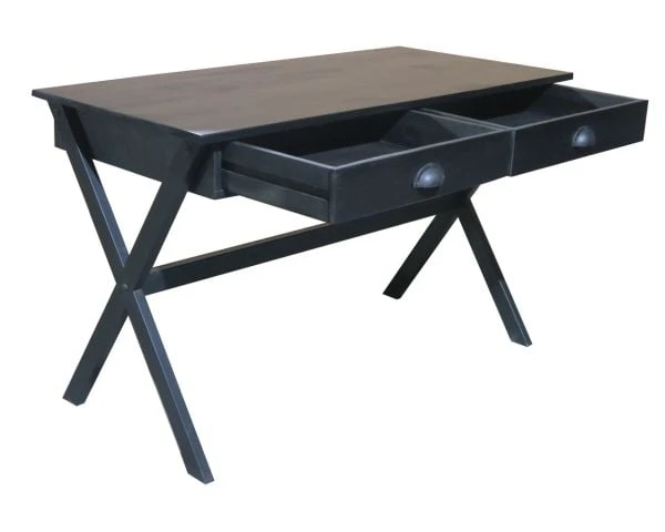 Bureau Noir En Bois Et Métal 120cm "Atelier" – Image 2