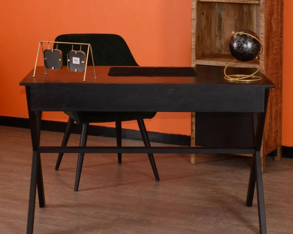 Bureau Noir En Bois Et Métal 120cm "Atelier" – Image 6