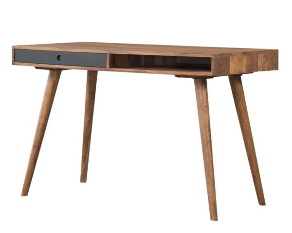 Bureau Scandinave Avec Pieds Compas Bois Et Pierre "Vintage Grey" – Image 2