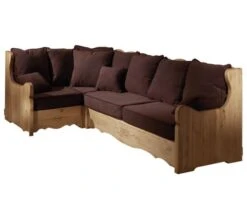 Grand Salon D'angle Style Montagnard En Pin Et Tissu Au Choix "Alaska"