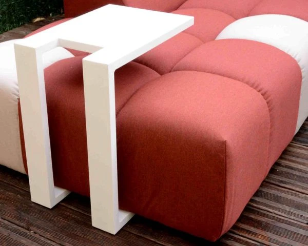 Salon D'extérieur Design Tissu Sunbrella Rouge Et Beige "Lazy Beach" Retour Droit – Image 3