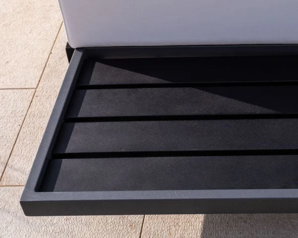 Canapé D'angle Extérieur Blanc Et Noir Imitation Cuir "Lakpura Beach" – Image 5