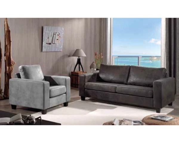 Canapé Droit 3 Places "Thomson" Tissu Microfibre Gris Foncé – Image 4