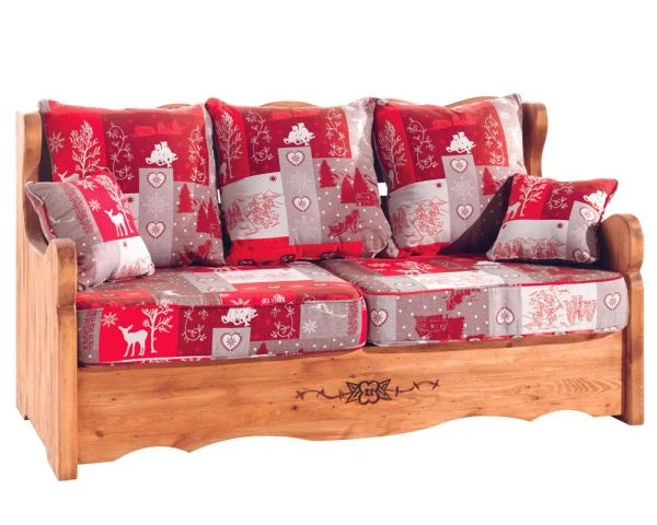 Canapé 2 Places Style Chalet De Montagne Avec Tissu Au Choix "Alaska" – Image 2