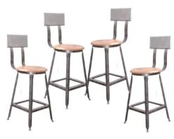 Lot De 4 Chaises Factory Hauteur 95 Cm Pour îlot Métal "Atelier Grey"