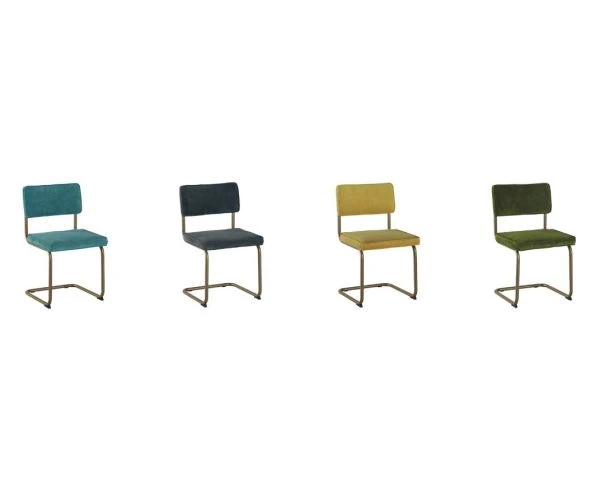 Lot De 4 Chaises Grises Style Vintage Tissu Et Métal Cuivré "Caractère" – Image 3